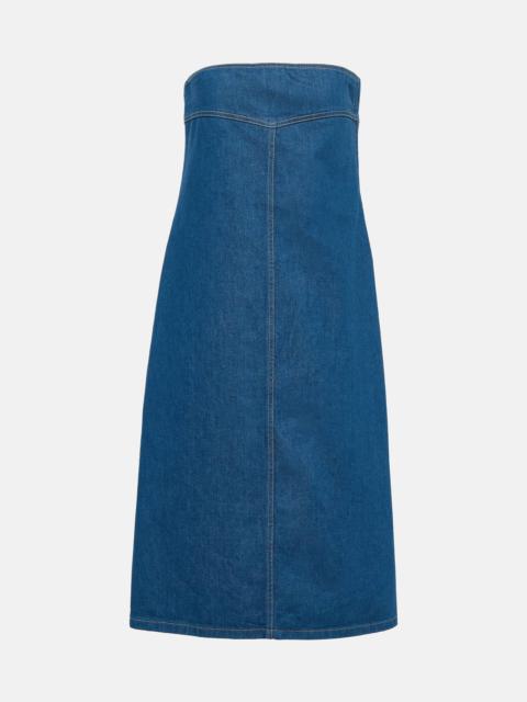 FERRAGAMO Strapless denim midi dress