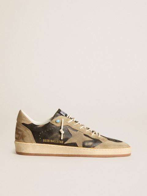 Brown Ball Star with dove-gray suede star and heel tab