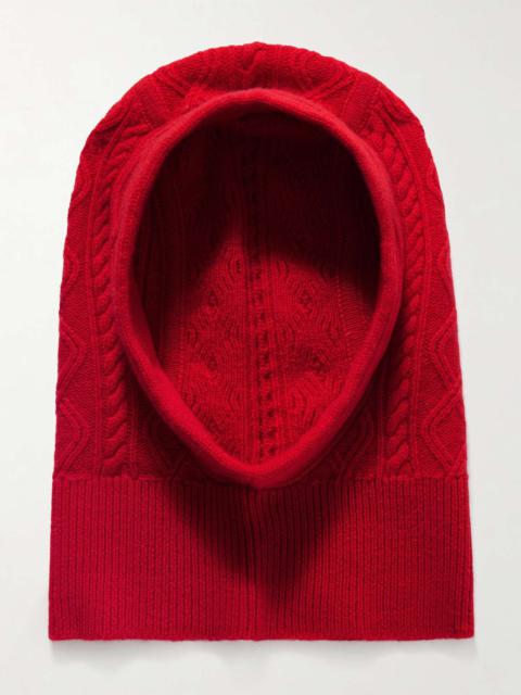 GUEST IN RESIDENCE Cable-knit wool and cashmere-blend balaclava Red