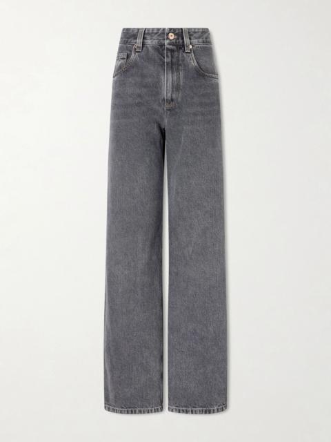 Brunello Cucinelli Cotton mid-rise wide-leg jeans Dark gray