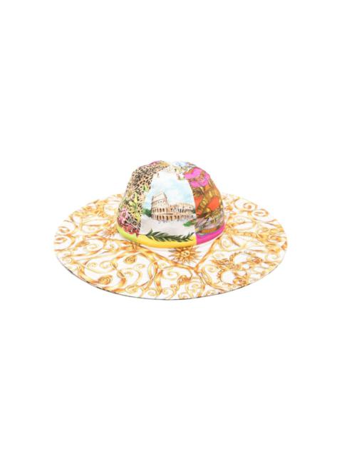 mixed-pattern cotton sun hat