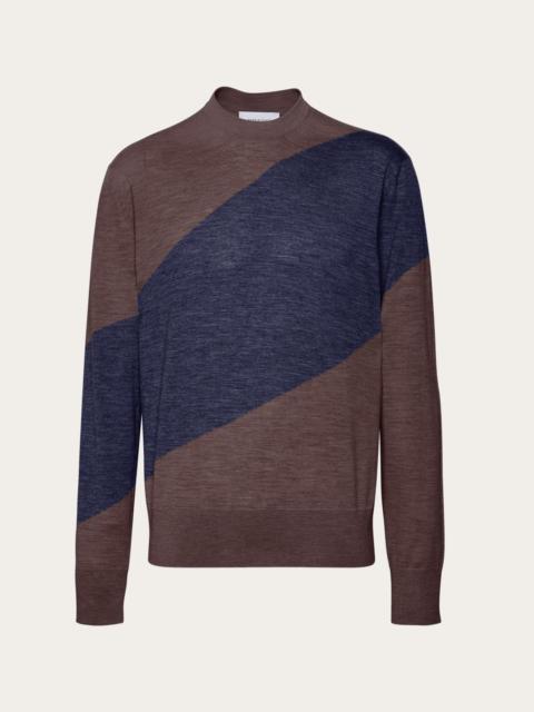 FERRAGAMO Crew neck dual tone sweater