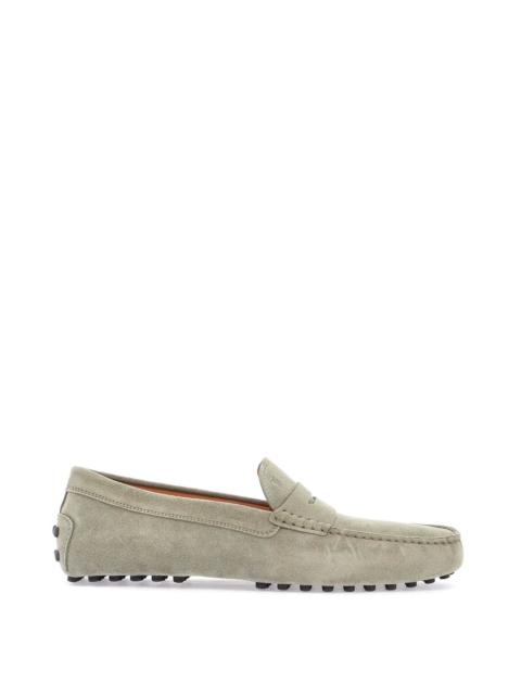 Tod's BEIGE SUEDE DRIVING MOCCASIN FOR MEN WITH RUBBER SOLE