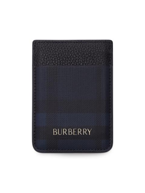 Burberry Men's City Check Leather Card Case - Navy