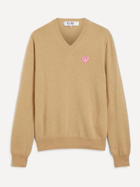 Comme des Garçons PLAY Small Pink Heart V-Neck Jumper