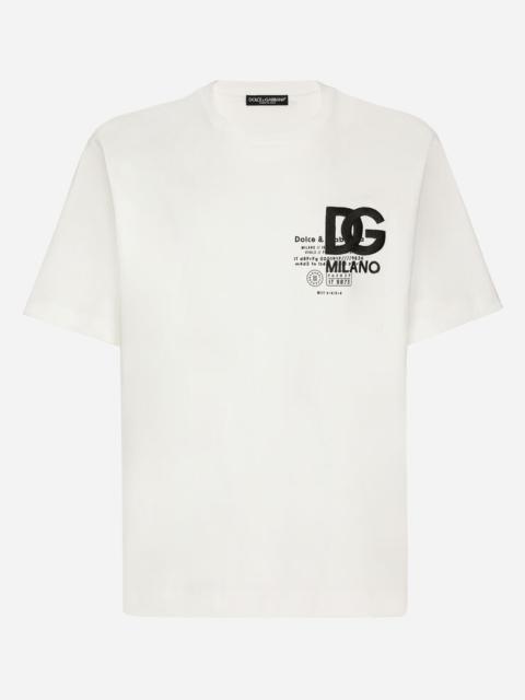 Dolce & Gabbana Cotton T-shirt with DG logo embroidery and print