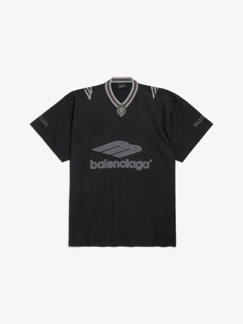 BALENCIAGA Men's 3b Football V-neck T-shirt Oversized in Black/anthracite