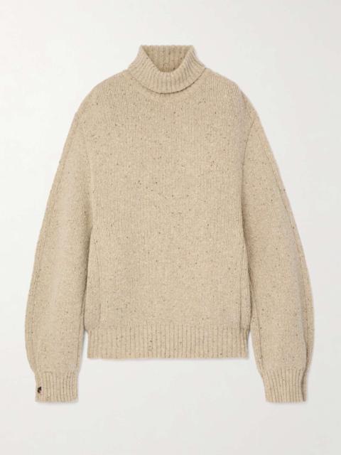 Button-detailed wool turtleneck sweater