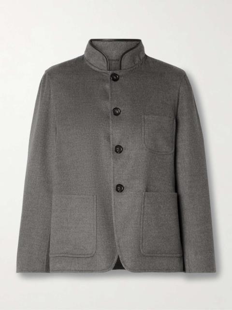 Loro Piana Leather-trimmed cashmere jacket