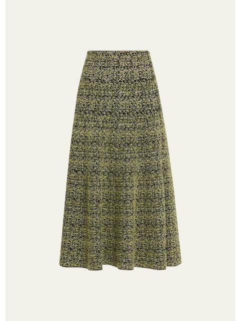 BRANDON MAXWELL Miller Textured Knit A-Line Midi Skirt