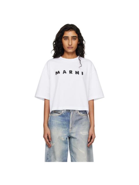 Marni White Jersey Marni Scribbled Logo T-shirt