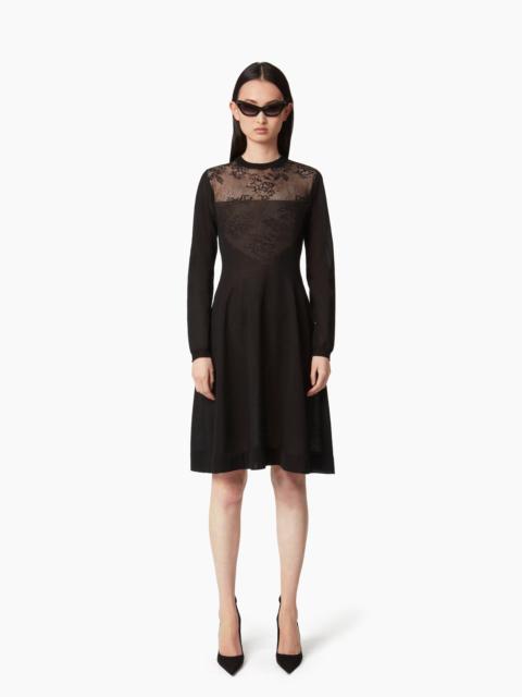 NINA RICCI KNIT MIDI DRESS WITH LACE INCERTS
