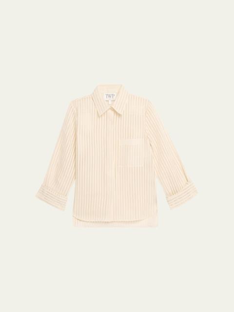 TWP Boyfriend Shirt in Ribbon on Organza