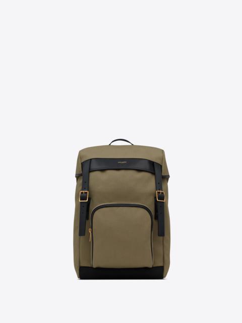 SAINT LAURENT city flap backpack in canvas and nylon