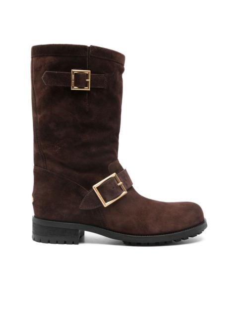 buckle biker suede boots