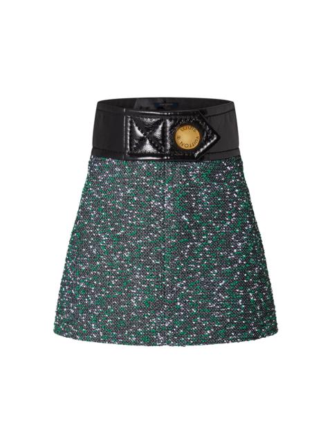 Louis Vuitton Monogram Denim Button Tab Skirt, Grey, 36