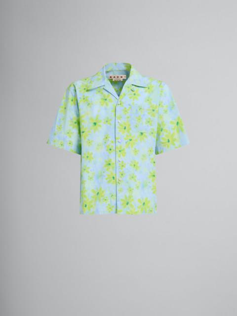 Marni LIGHT GREEN POPLIN BOWLING SHIRT WITH PARADE PRINT