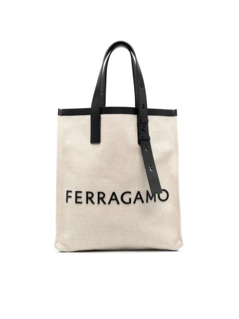 FERRAGAMO logo-lettering canvas tote bag