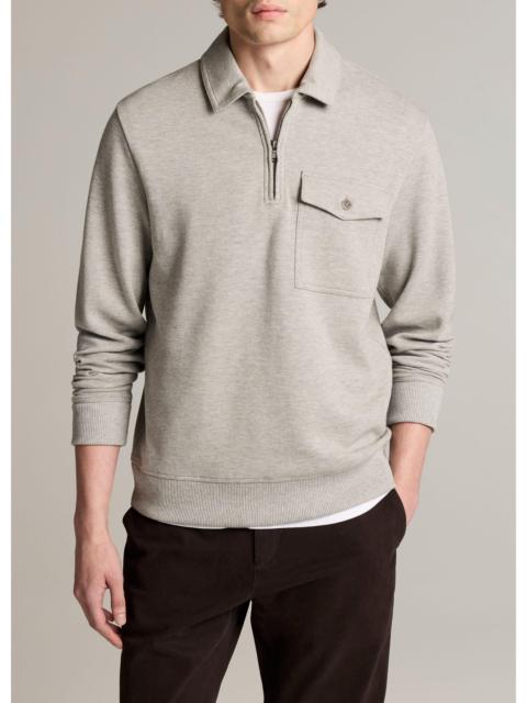Vince Double-Knit Piqué Zip Polo Pullover