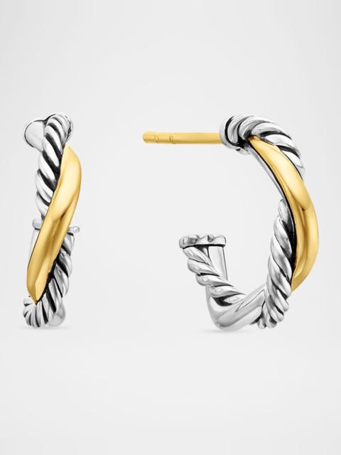 DAVID YURMAN Petite Infinity Huggie Earrings in Silver with 14K Gold, 2.9mm, 0.1"L