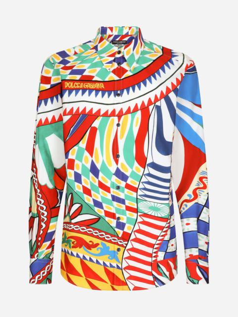 Dolce & Gabbana Carretto-print Martini-fit poplin shirt