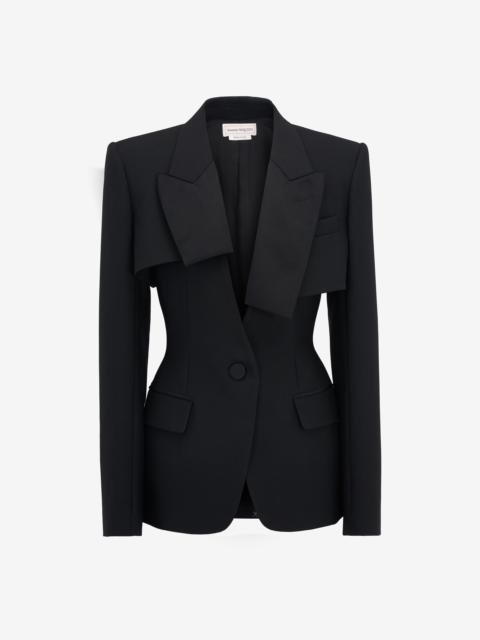 Women's Trompe-l'œil Tuxedo Jacket in Black