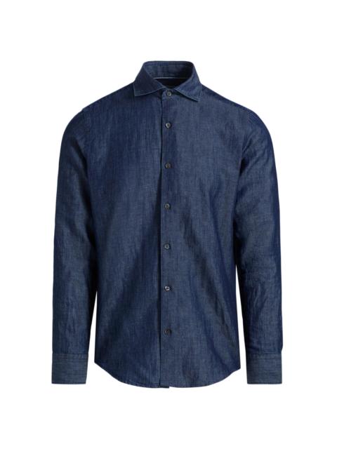 Canali Men's Cotton-Linen Sport Shirt - Blue