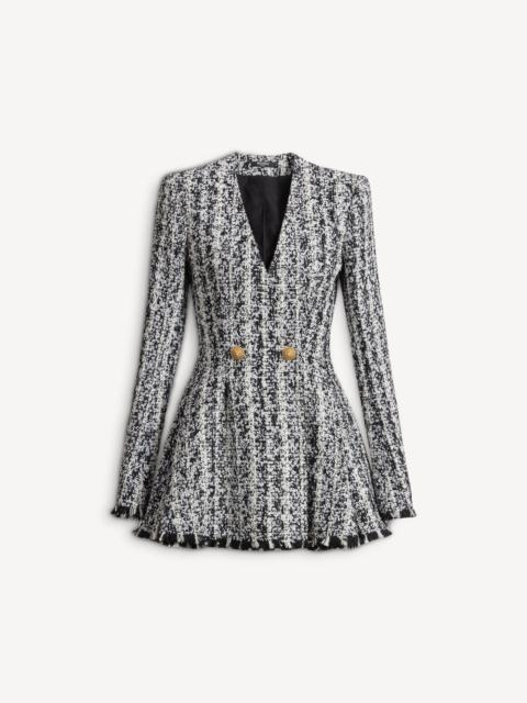 Balmain Two-tone flared tweed dress