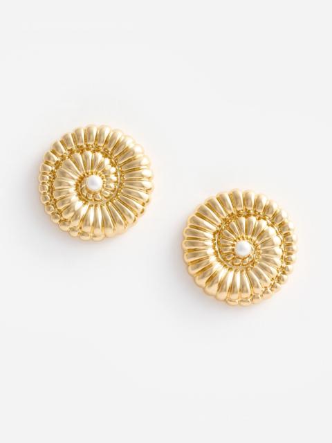 self-portrait Gold Pearl Shell Earrings