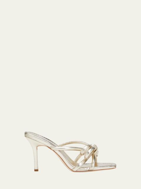 LOEFFLER RANDALL Metallic Bow Stiletto Slide Sandals