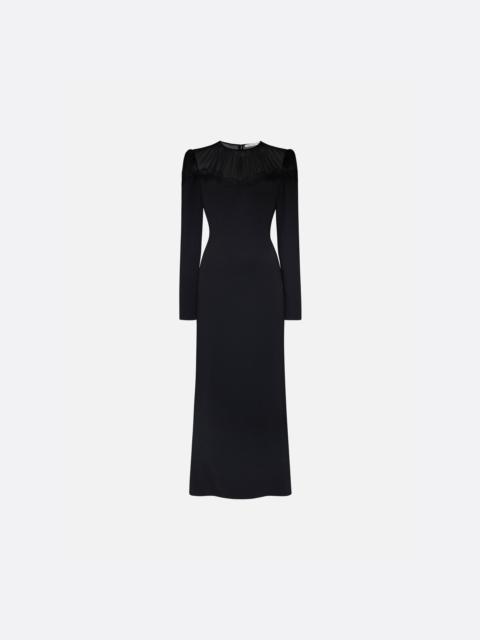 Alessandra Rich CADY AND SILK GEORGETTE MIDI DRESS