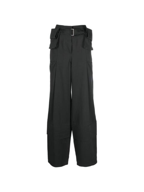 double-belted pocket trousers