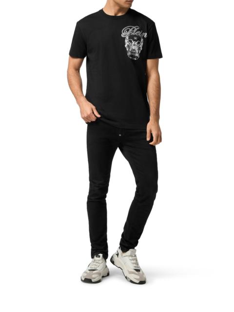 PHILIPP PLEIN CREW NECK T-SHIRT WITH PRINT