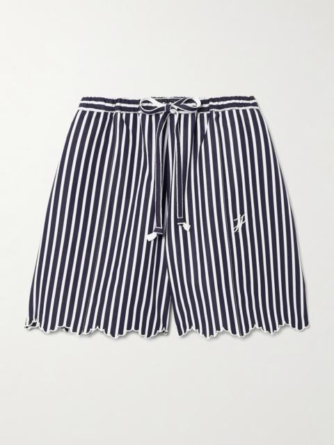 PATOU Embroidered Striped Cotton-poplin Shorts