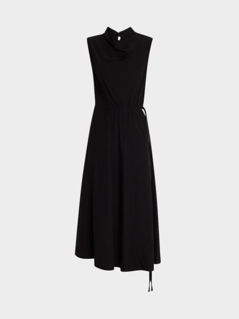 Sabrina Cowl-Neck Sleeveless Ruched Midi Dress