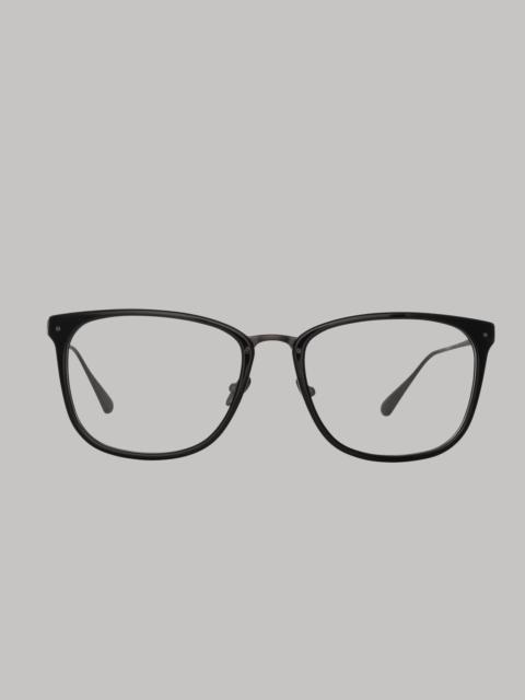 LINDA FARROW CASSIN OPTICAL D-FRAME IN MATT NICKEL