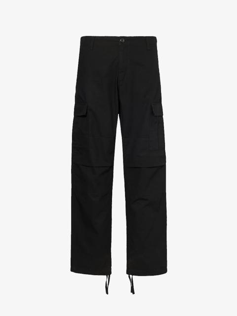 Aviation straight-leg mid-rise cotton-canvas cargo trousers