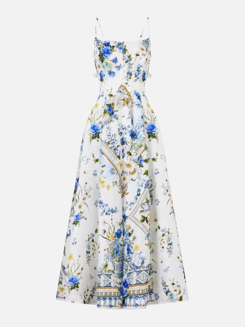 CAMILLA CORSET DRESS WITH LONG FLARED SKIRT DANDELION SKIES
