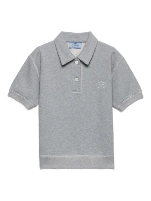 Prada logo-embroidered ribbed-knit polo shirt