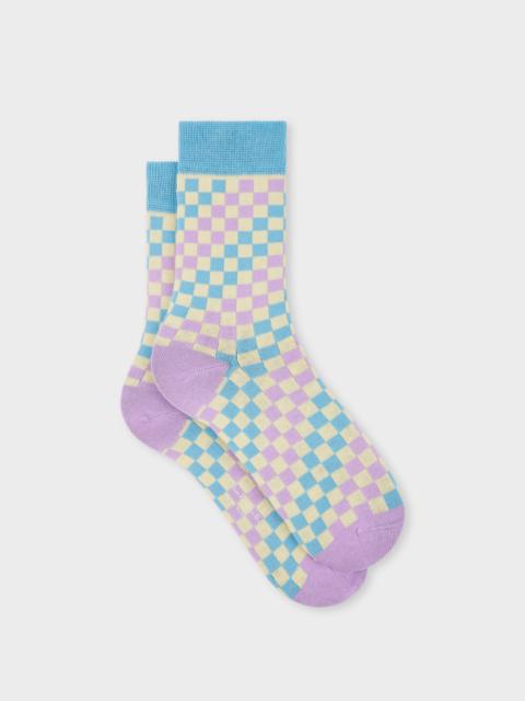 Paul Smith Women's Lilac and Blue Faded Check Socks