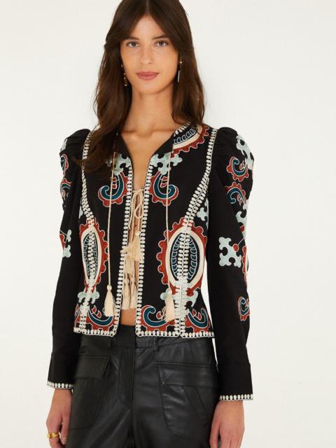 FARM RIO Fantasy Embroidered Long Sleeve Blouse