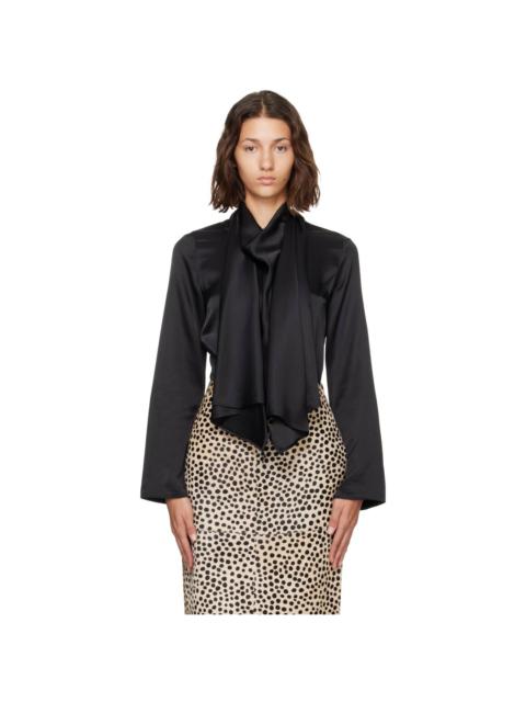 RÓHE Black Satin Cape Blouse