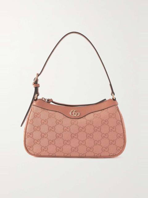 GUCCI Ophidia mini leather-trimmed canvas-jacquard shoulder bag