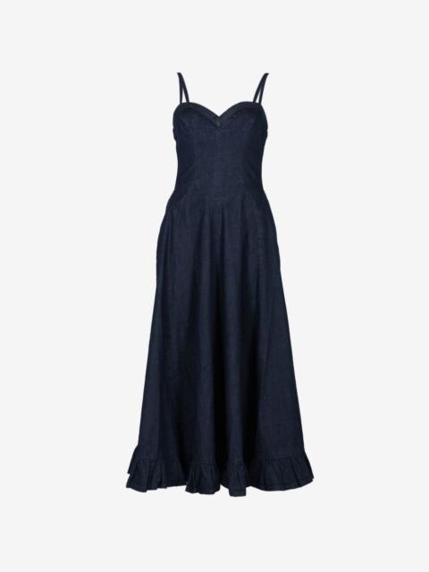 FREE PEOPLE Another Season ruffle-trim denim midi dress