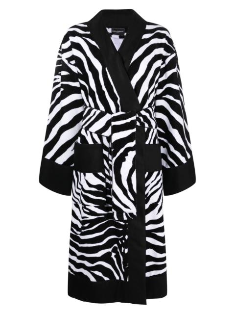 Dolce & Gabbana Black zebra print robe