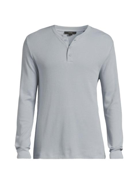 Vince Men's Jacquard Ribbed Henley - Steel Blue