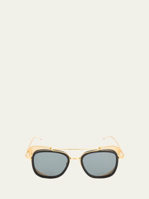 Thom Browne Men's Acetate and Titanium Rectangle Sunglasses with Side Shields