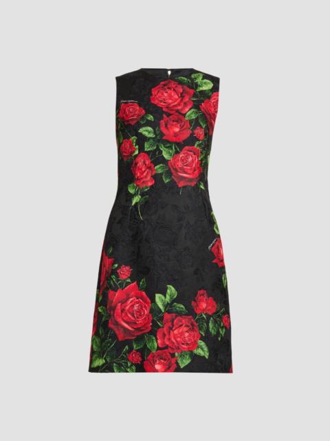 Dolce & Gabbana Women's Floral Jacquard Crewneck Mini Dress - Rose Rosse Nero