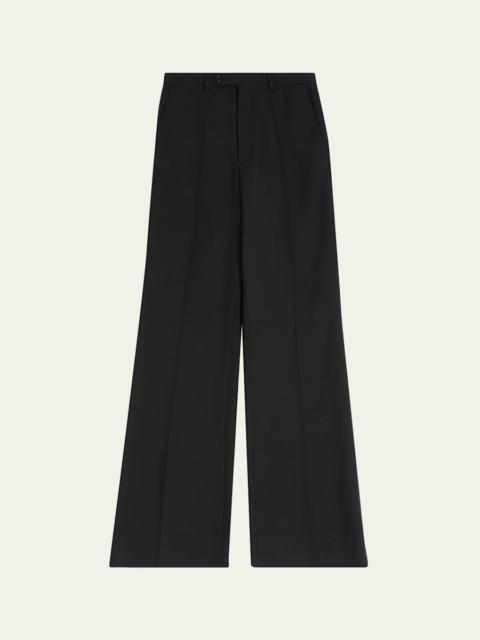 Valentino Men's Wide Leg Flared Flat-Front Pants