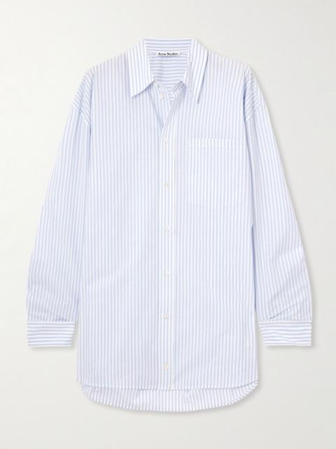 Acne Studios Oversized printed striped cotton Oxford shirt Blue